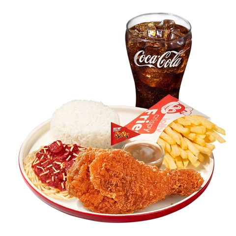 1 - pc. Chickenjoy New Spicy, Regular Fries & Half Jolly Spaghetti Super Meal