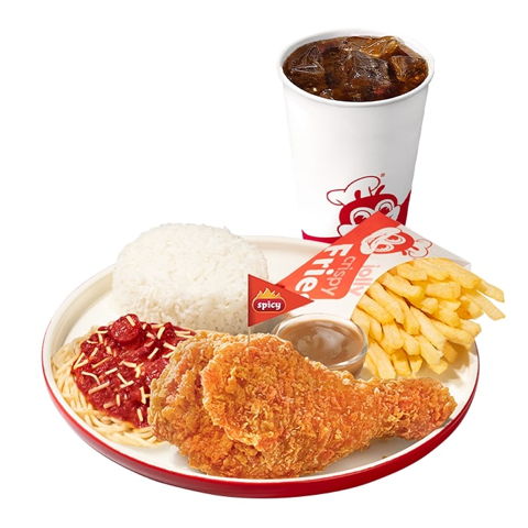 1 - pc. Chickenjoy Spicy, Regular Fries & Half Jolly Spaghetti Super Meal w/
