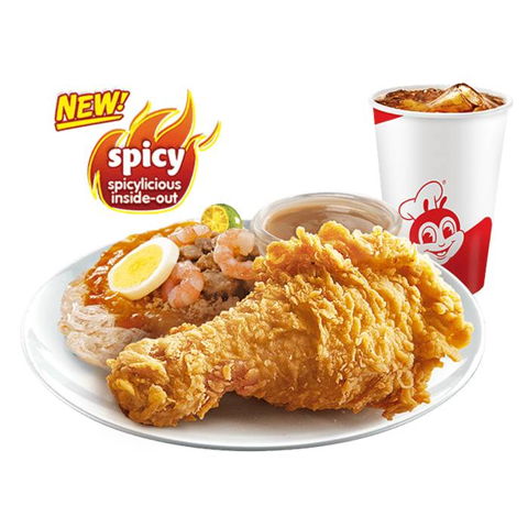 1 - pc. Chickenjoy New Spicy w/ Palabok w/ Drink