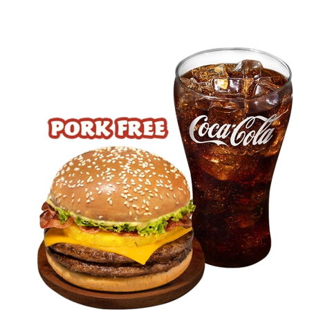 Double Amazing Aloha Champ Jr. w/o Bacon w/ Drink