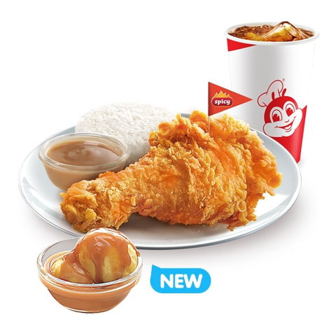 1 - pc. Spicy Chickenjoy w/ Mashed Potato & Drink