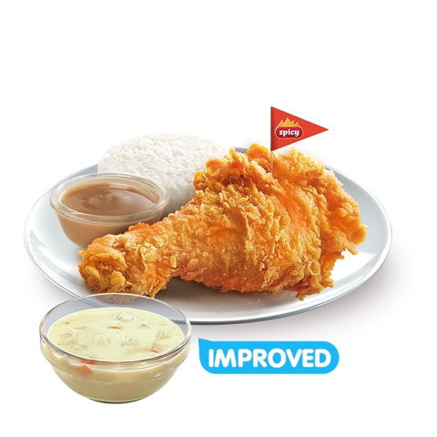 1 - pc. Spicy Chickenjoy w/ Chicken Macaroni Soup