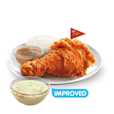 1 - pc. Crispy Hot Chickenjoy w/ Chicken Macaroni Soup