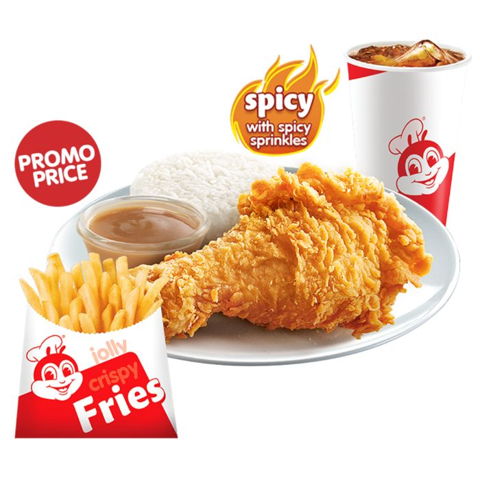 1pc Chickenjoy Spicy, Fries & Drink