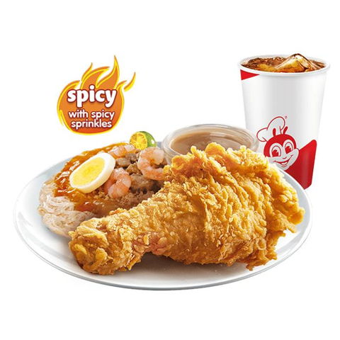 1 - pc. Chickenjoy Spicy w/ Palabok w/ Drink