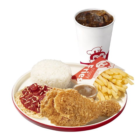 1 - pc. Chickenjoy, Regular Fries & Half Jolly Spaghetti Super Meal w/ Drink