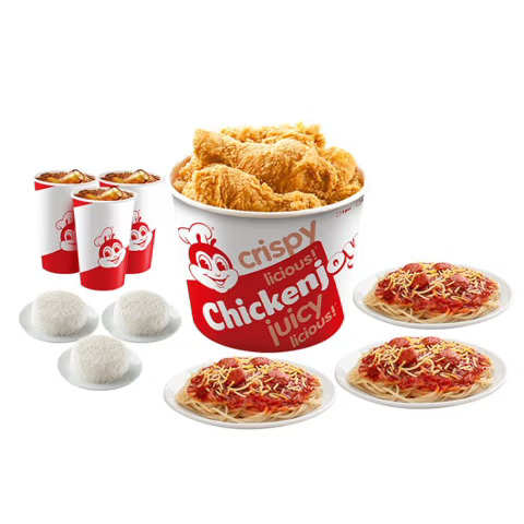 6 - pc. Chickenjoy w Rice, Jolly Spaghetti & Drinks