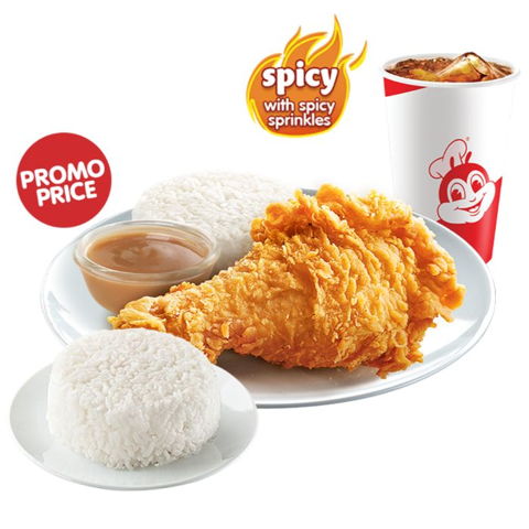 1pc Chickenjoy Spicy w/ Double Rice and Regular Iced Tea