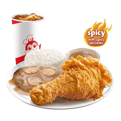 1 - pc. Chickenjoy Spicy w/ Burger Steak w/ Drink